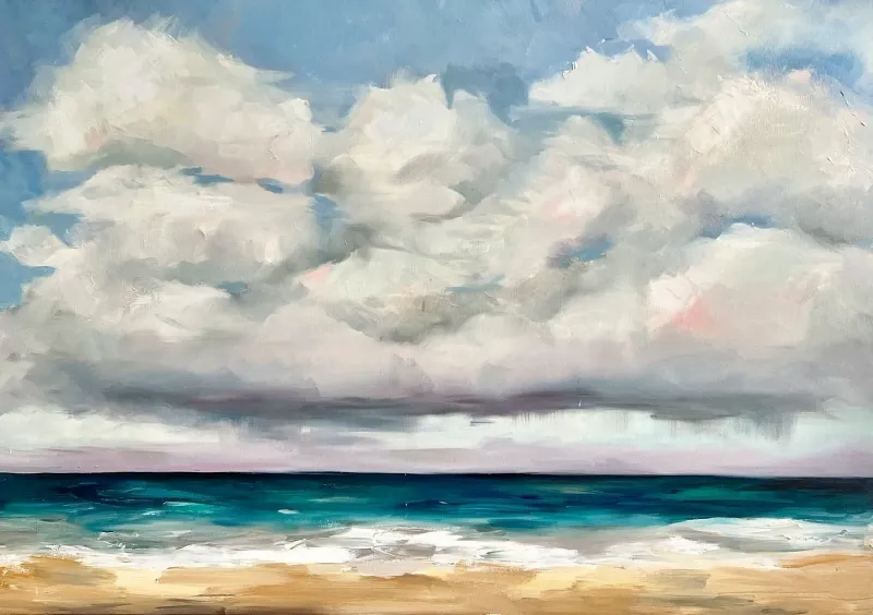 Bahamian Cloudscape, oil painting by Christy Young