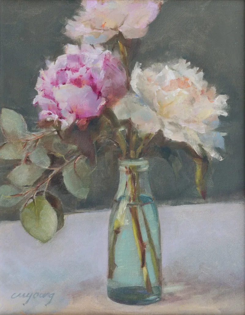 Monk's Peonies, oil painting by Christy Young