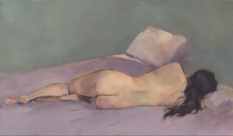 Reclining Nude, oil painting by Christy Young