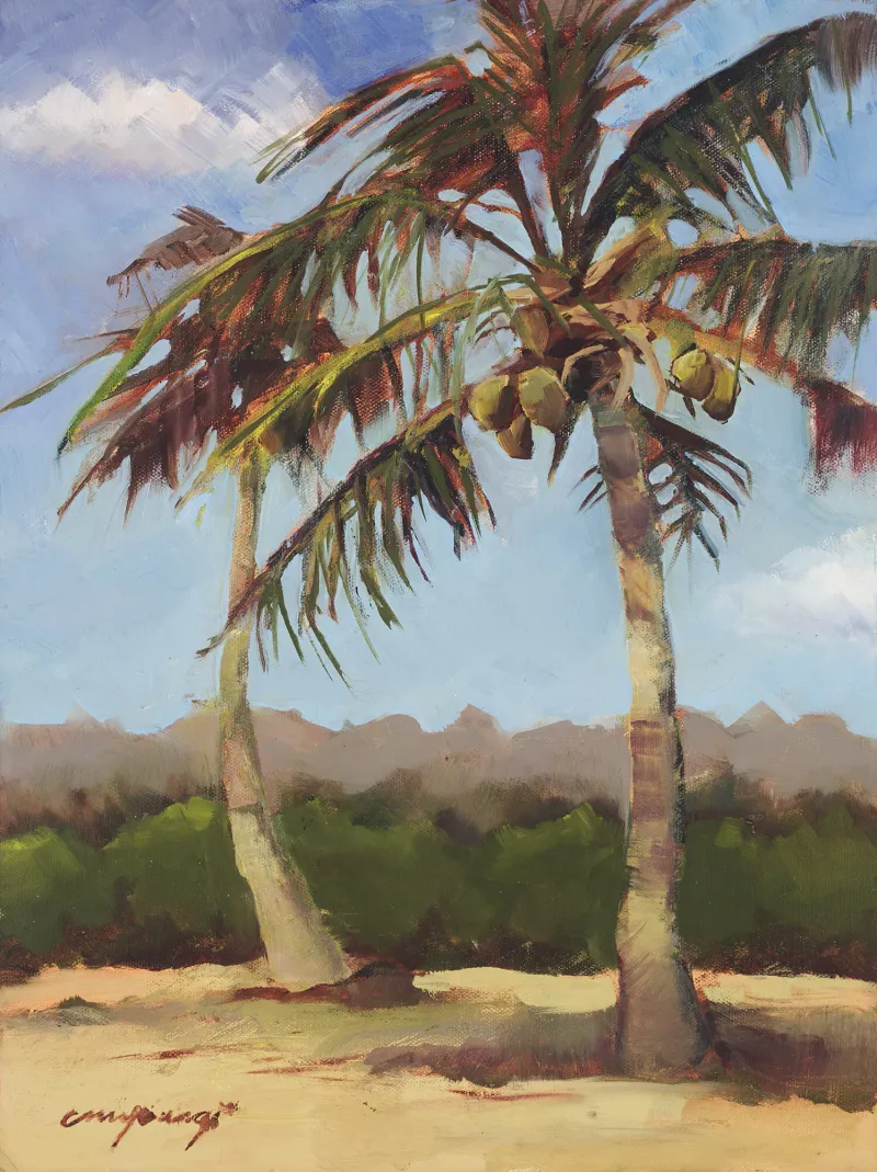 Two Palms, oil painting by Christy Young